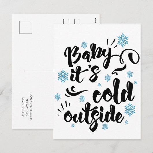 Baby zijn Koude Buiten typografie Winter Holiday Feestdagenkaart (Voorkant / Achterkant)