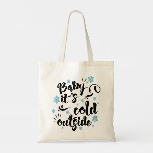 Baby zijn Koude Buiten typografie Winter Holiday Tote Bag (Achterkant)