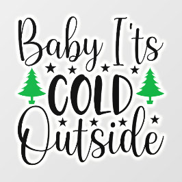 Baby zijn koude buiten venster vastklampen raamsticker