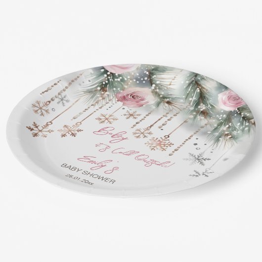 Baby zijn koude buiten winter baby shower servies papieren bordje (Gekanteld)