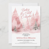 Baby zijn koude buiten winter roze Baby shower Kaart (Voorkant)