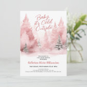 Baby zijn koude buiten winter roze Baby shower Kaart (Staand voorkant)