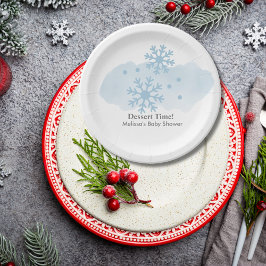 Baby zijn koude buiten winter sneeuwvlok dessert papieren bordje