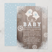 Baby zijn koude buitenblauw drive-by Baby shower Kaart (Voorkant / Achterkant)