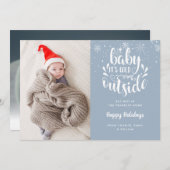Baby zijn koude buitenblauw fotofeestdag aankondiging (Voorkant / Achterkant)