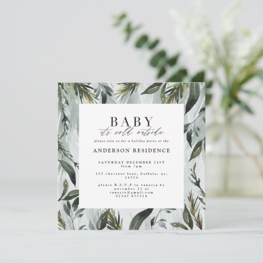 Baby zijn koude buitenfeestelijke uitnodiging. aankondiging (Staand voorkant)