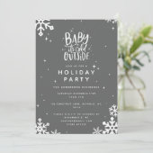 Baby zijn koude buitenfeestfeestelijke uitnodiging (Staand voorkant)