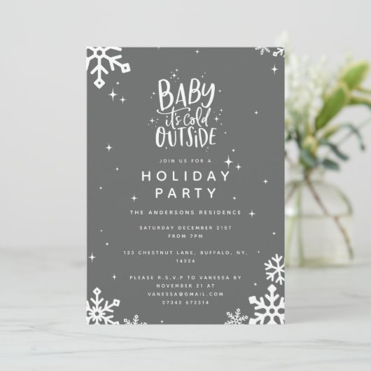 Baby zijn koude buitenfeestfeestelijke uitnodiging (Staand voorkant)