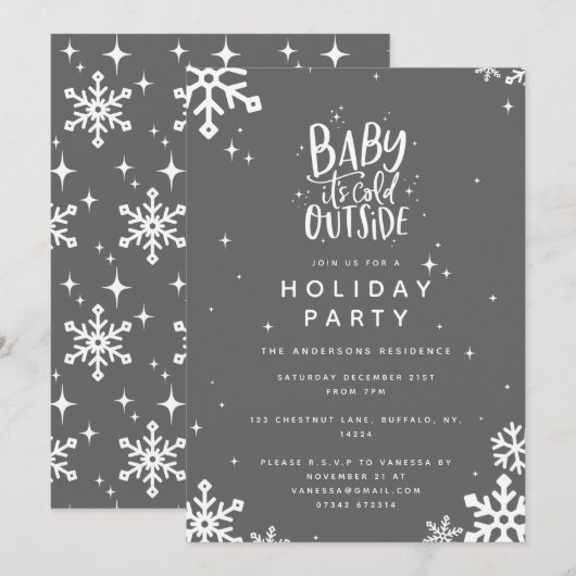 Baby zijn koude buitenfeestfeestelijke uitnodiging (Voorkant / Achterkant)