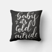 Baby zijn koude buitenhandgeschreven script zwart kussen (Achterkant)