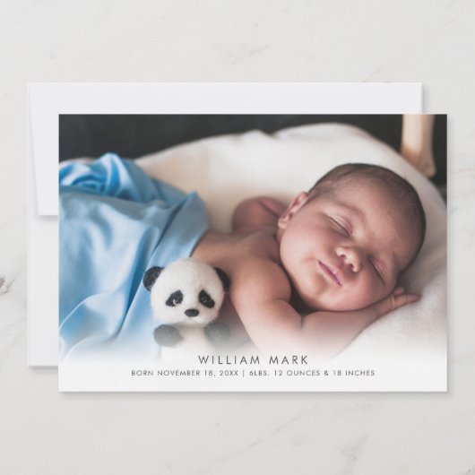 Baby zijn koude buitenjongen winterfeestdag geboor aankondiging (Achterkant)