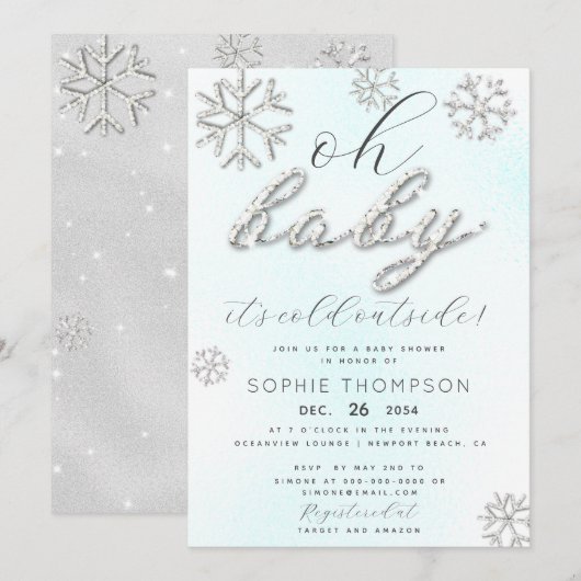 Baby zijn koude buitenkant Rhinestones Glitter Sho Kaart (Voorkant / Achterkant)