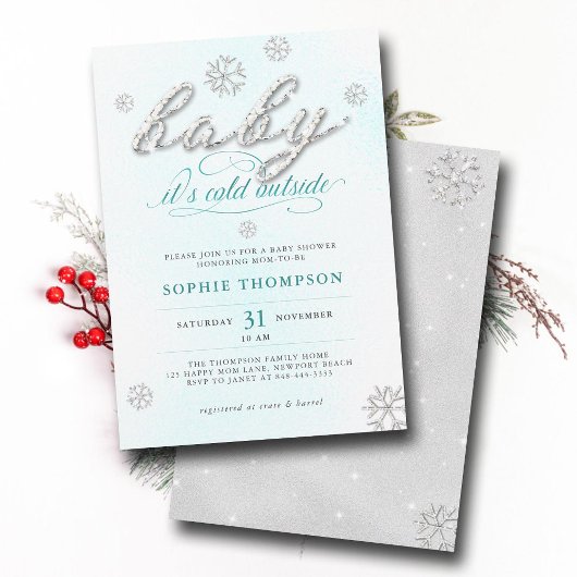 Baby zijn koude buitenkant Rhinestones Glitter Sho Kaart