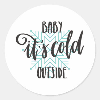 Baby zijn koude buitenkant sneeuwvlok - moderne br ronde sticker