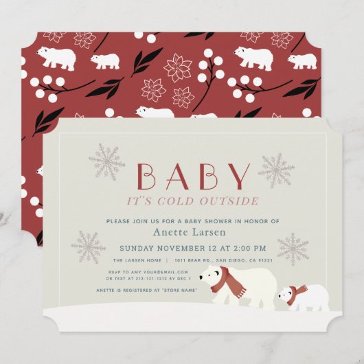 Baby zijn koude buitenpotige Beren beige douche Kaart (Voorkant / Achterkant)