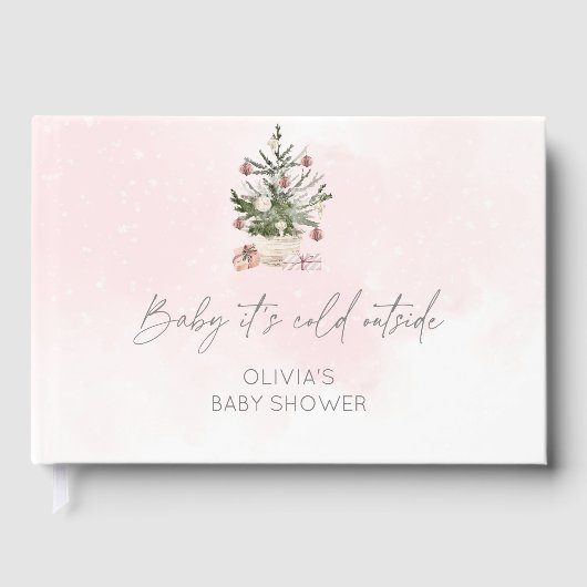 Baby zijn koude buitenroze baby shower gastenboek (Voorkant)