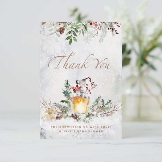 Baby zijn koude buitenste baby shower bedankt je k kaart (Staand voorkant)