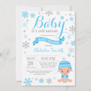 Baby zijn koude buitenste Baby shower blauw Kaart