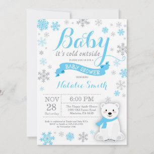 Baby zijn koude buitenste Baby shower blauw Kaart