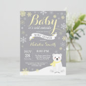 Baby zijn koude buitenste Baby shower geel Kaart (Staand voorkant)