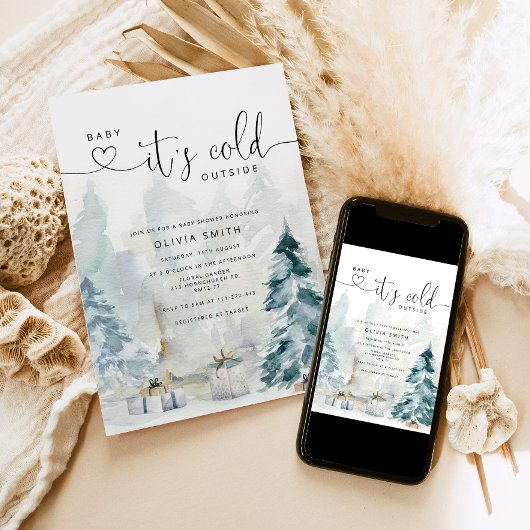 Baby zijn koude buitenste baby shower kaart