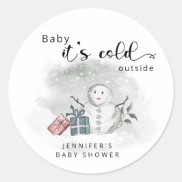 Baby zijn koude buitenste baby shower ronde sticker