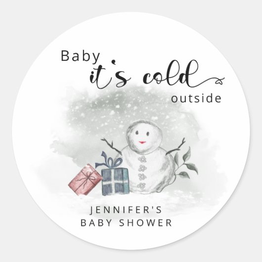 Baby zijn koude buitenste baby shower ronde sticker (Voorkant)