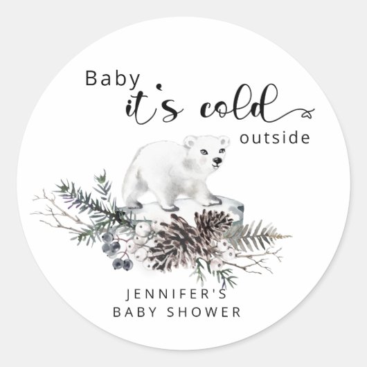 Baby zijn koude buitenste baby shower ronde sticker (Voorkant)