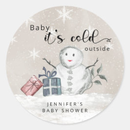 Baby zijn koude buitenste baby shower ronde sticker