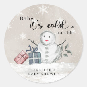 Baby zijn koude buitenste baby shower ronde sticker
