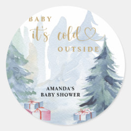 Baby zijn koude buitenste baby shower ronde sticker
