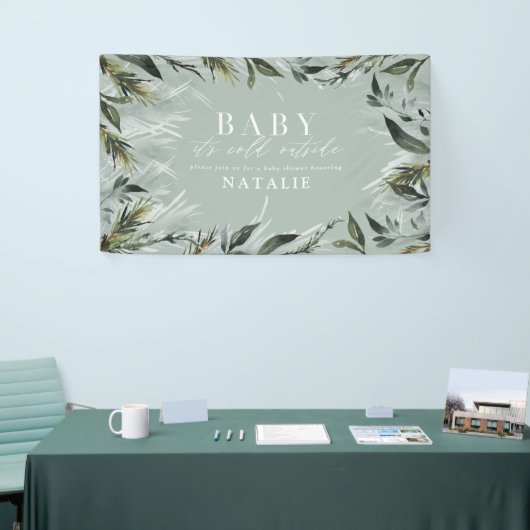 Baby zijn koude buitenste baby shower spandoek (Beurs)