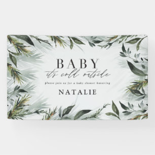 Baby zijn koude buitenste baby shower spandoek
