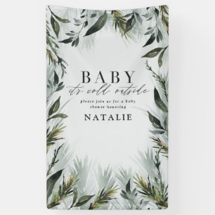 Baby zijn koude buitenste baby shower spandoek