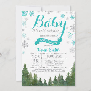Baby zijn koude buitenste Baby shower Winter Aqua Kaart