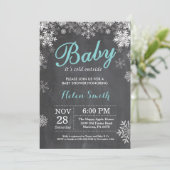 Baby zijn koude buitenste Baby shower Winter Aqua Kaart (Staand voorkant)