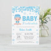 Baby zijn koude buitenste Baby shower Winter Blue Kaart (Staand voorkant)