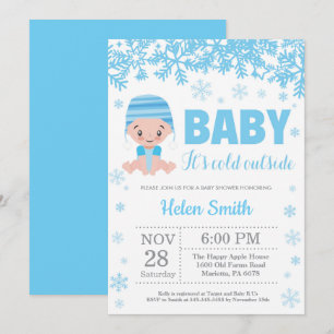 Baby zijn koude buitenste Baby shower Winter Blue  Kaart