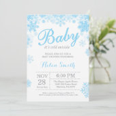 Baby zijn koude buitenste Baby shower Winter Blue  Kaart (Staand voorkant)