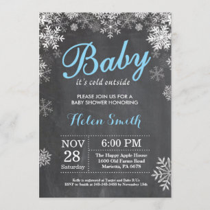 Baby zijn koude buitenste Baby shower Winter Blue  Kaart