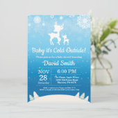 Baby zijn koude buitenste Baby shower Winter Deer  Kaart (Staand voorkant)