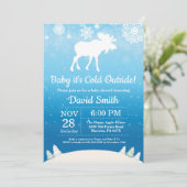 Baby zijn koude buitenste Baby shower Winter Moose Kaart (Staand voorkant)