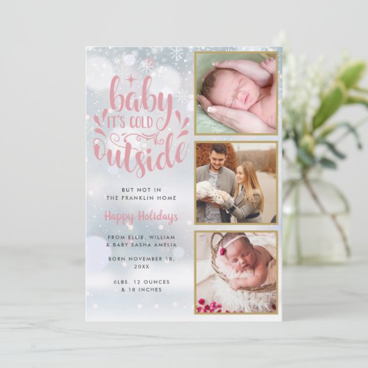 Baby zijn koude buitenste foto's meisjes feestdag  aankondiging (Staand voorkant)