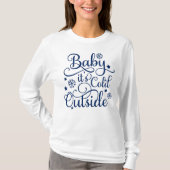 Baby zijn koude buitenste marineblauw Manuscript V T-shirt (Voorkant)