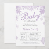 Baby zijn koude buitenste Paarse Baby shower van d Kaart (Voorkant / Achterkant)