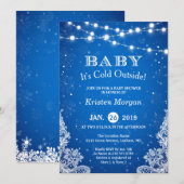 Baby zijn koude buitenste sneeuwblauw Baby shower Kaart (Voorkant / Achterkant)