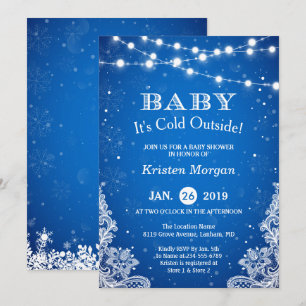 Baby zijn koude buitenste sneeuwblauw Baby shower Kaart