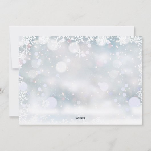 Baby zijn koude buitenste sneeuwvlokken met kerstm feestdagenkaart (Achterkant)