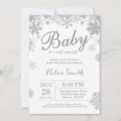 Baby zijn koude buitenste wintergrijze Baby shower Kaart (Voorkant)