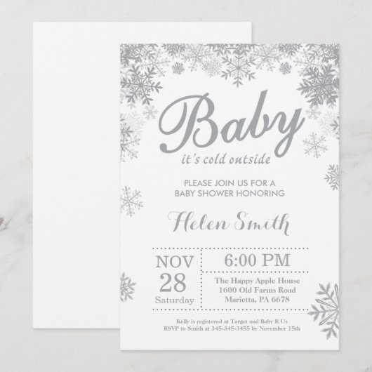 Baby zijn koude buitenste wintergrijze Baby shower Kaart (Voorkant / Achterkant)